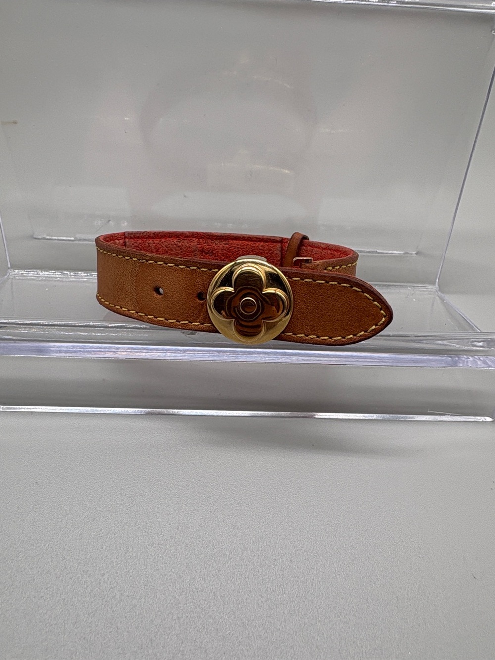 Louis Vuitton Good Luck Vachetta Leather Flower Bracelet 6.5–7.5”